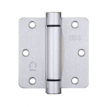 Click Here To Enlarge This Photo Of ZSHPSC - Zoo Hardware Single Action Spring Hinge Pack (Radius) - 89 x 87 x 2mm - Satin Chrome (Contains 2 Sprung and 1 Unsprung Hinge)