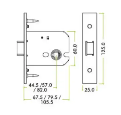 Click Here To Enlarge This Photo Of ZUKF76SS - Zoo Hardware Architectural Heavy Duty Flat latch 76mm (57mm backset) Satin Stainless Steel