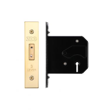 Click Here To Enlarge This Photo Of ZURD376PVD - Zoo Hardware 3 Lever Replacement Deadlock 76mm (57mm backset) PVD Stainless Brass