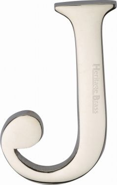 Click Here To Enlarge This Photo Of C1565 2 J-PNF Heritage Brass Alphabet J Pin Fix 51mm (2") Polished Nickel Finish
