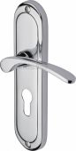 AMB6248-PC Heritage Brass Door Handle For Euro Profile Plate Ambassador Design Polished Chrome Finish