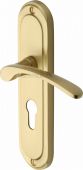 AMB6248-SB Heritage Brass Door Handle For Euro Profile Plate Ambassador Design Satin Brass Finish