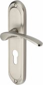 AMB6248-SN Heritage Brass Door Handle For Euro Profile Plate Ambassador Design Satin Nickel Finish