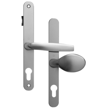 Click Here To Enlarge This Photo Of AS11902 - Asec Silver Espagnolette Handles - 68mm Centres - 210mm Screw Centres - 240mm Backplate