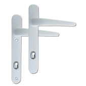 L16400 - ERA White Espagnolette Handles - 95mm Centres - 122mm Screw Centres - 221mm Backplate