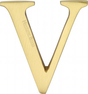 Click Here To Enlarge This Photo Of C1565 2 V-SB Heritage Brass Alphabet V Pin Fix 51mm (2") Satin Brass Finish
