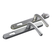 L25736 - Fab & Fix Polished Chrome Espagnolette Handles - 92/62mm Centres - 211mm Screw Centres - 243mm Backplate