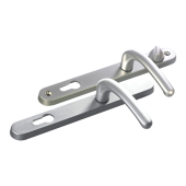 L25737 - Fab & Fix Satin Chrome Espagnolette Handles - 92/62mm Centres - 211mm Screw Centres - 243mm Backplate