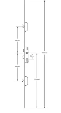 Click Here To Enlarge This Photo Of L11752 - GU Latch & Deadbolt Single Spindle Multipoint Lock - 2 Hook - 35/92 - 16mm Faceplate (6-32486-01-0-1)