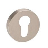 Atlantic - FMRESN Forme Euro Escutcheons on Minimal Round Rose - Satin Nickel
