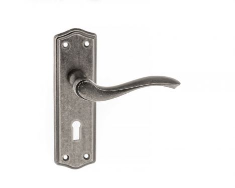 Click Here To Enlarge This Photo Of Atlantic - OE178KDS Old English 'Warwick' Lock Levers on Backplate - Distressed Silver