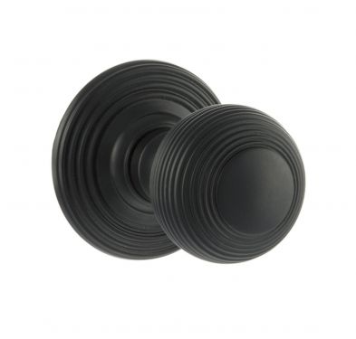 Click Here To Enlarge This Photo Of Atlantic - OE50RMKMB Old English 'Ripon' Solid Brass Reeded Mortice Knob on Concealed Fix Rose - Matt Black