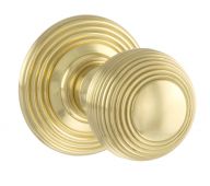 Atlantic - OE50RMKPB Old English 'Ripon' Solid Brass Reeded Mortice Knob on Concealed Fix Rose - Polished Brass