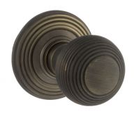 Atlantic - OE50RMKUB Old English 'Ripon' Solid Brass Reeded Mortice Knob on Concealed Fix Rose - Urban Bronze