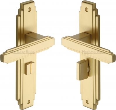 Click Here To Enlarge This Photo Of AST5930-SB Heritage Brass Door Handle For Bathroom Astoria Design Satin Brass Finish