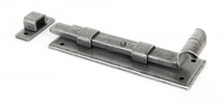33663 From The Anvil Pewter Patina 6" Straight Door Bolt