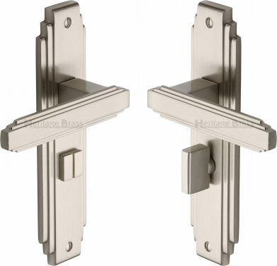 Click Here To Enlarge This Photo Of AST5930-SN Heritage Brass Door Handle For Bathroom Astoria Design Satin Nickel Finish