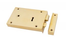 83585 From The Anvil Polished Brass Left Hand Rim Lock - Large