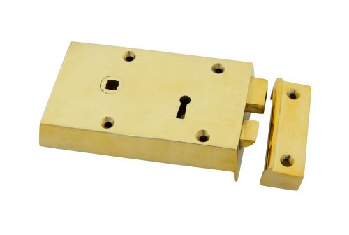 Click Here To Enlarge This Photo Of 83577 From The Anvil Polished Brass Left Hand Rim Lock - Small