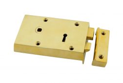 83577 From The Anvil Polished Brass Left Hand Rim Lock - Small