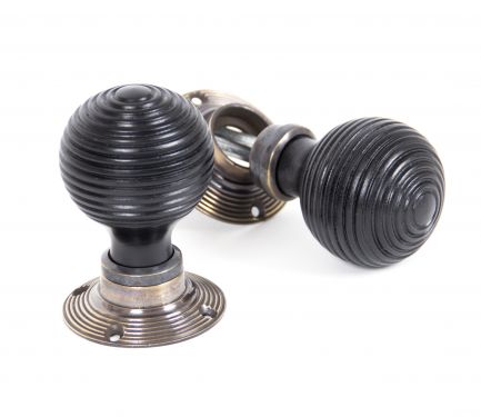 Click Here To Enlarge This Photo Of 83574 From The Anvil Ebony Mortice/Rim Beehive Knob Set - Aged Brass Roses