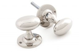 83629 From The Anvil Polished Nickel Oval Mortice/Rim Knob Set