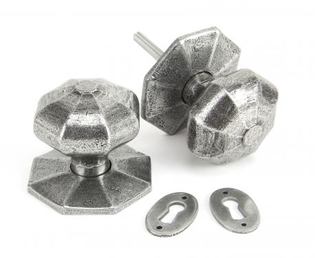 Click Here To Enlarge This Photo Of 33066 From The Anvil Pewter Octagonal Mortice/Rim Knob Set - Large