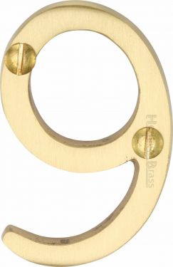 Click Here To Enlarge This Photo Of C1567 9-SB Heritage Brass Numeral 9 Face Fix 51mm (2") Satin Brass Finish