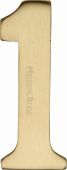 C1568 1-SB Heritage Brass Numeral 1 Self Adhesive 51mm (2") Satin Brass Finish
