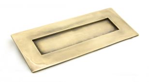91880 From The Anvil Aged Brass Small Letter Plate - Size: 252x96mm - C/C: 230mm - Aperture: 204x48mm