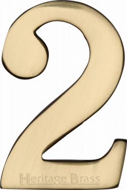 Click Here To Enlarge This Photo Of C1568 2-PB Heritage Brass Numeral 2 Self Adhesive 51mm (2") Polished Brass Finish