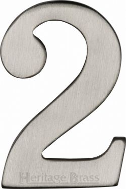 Click Here To Enlarge This Photo Of C1568 2-SN Heritage Brass Numeral 2 Self Adhesive 51mm (2") Satin Nickel Finish