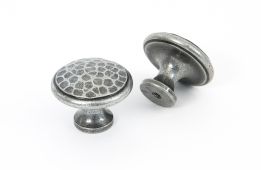 33625 From The Anvil Pewter Beaten Cupboard Knob - Large