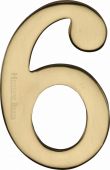C1568 6-PB Heritage Brass Numeral 6 Self Adhesive 51mm (2") Polished Brass Finish